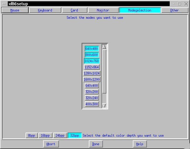 Choosing screen resolutions in the 