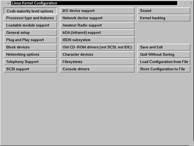 Linux Kernel Configuration, using the Tcl/Tk interface under X.