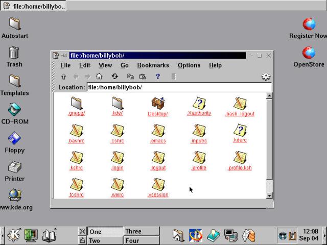 A basic KDE desktop, with all the default features present.