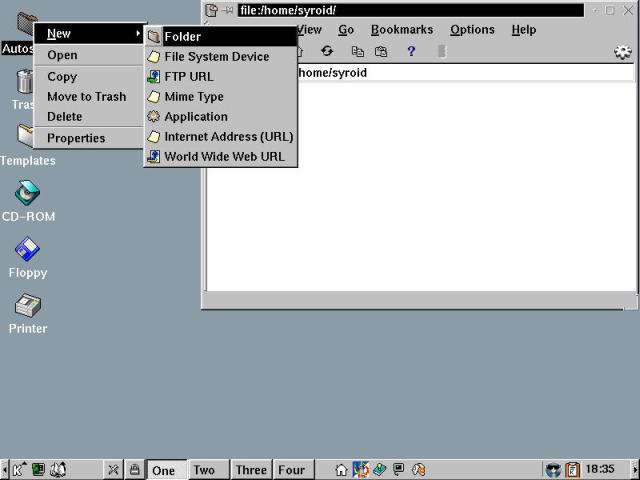 Right-click context menu on the KDE Desktop.