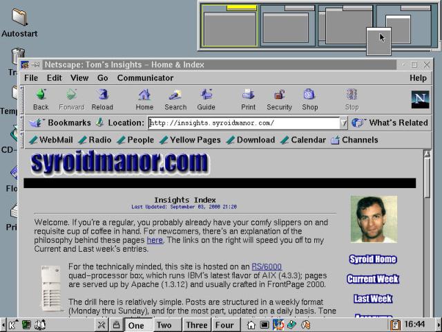 Using the Desktop Pager, shown in the upper left corner of the KDE desktop.