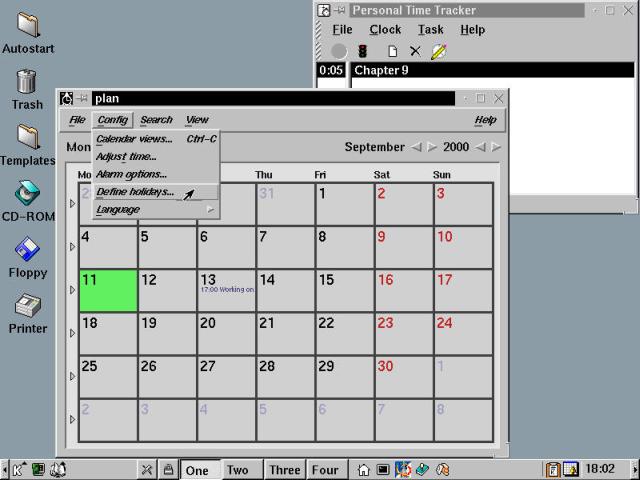 The Plan application in the foreground, Personal Time Tracker bringing up the rear.
