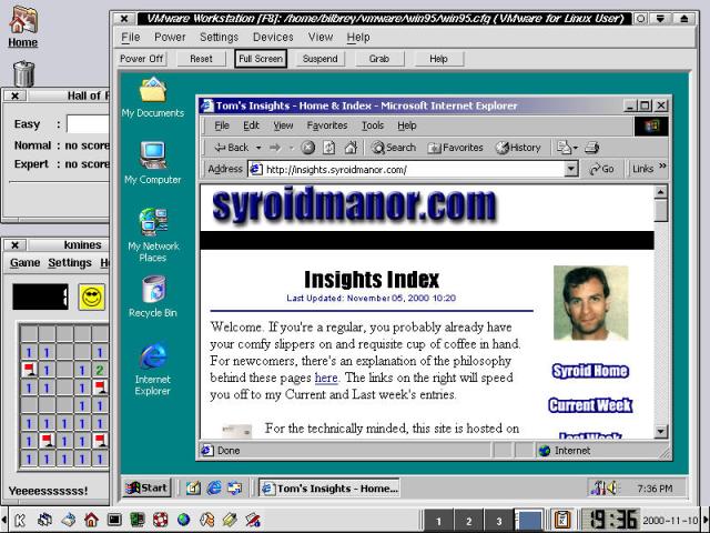 VMware 2.03 running Windows 2000 Professional in OpenLinux eDesktop.