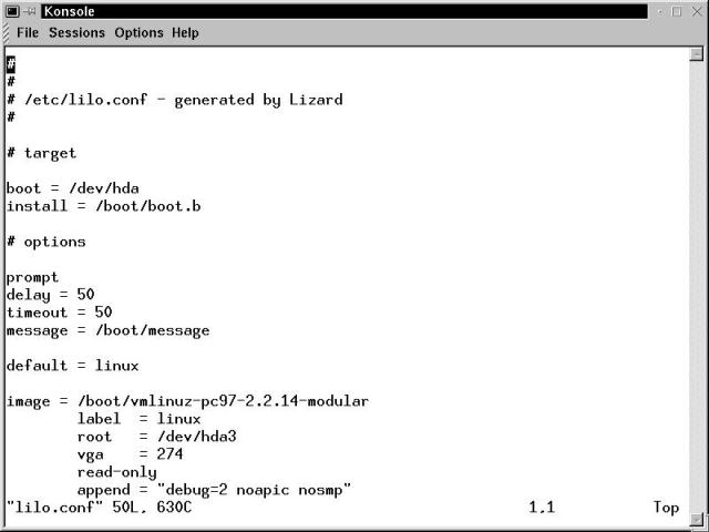 The initial vim screen with a file loaded, displaying a status line at the bottom of the window.